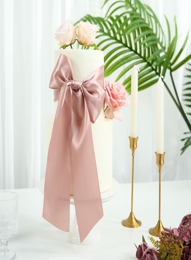 DINDOSAL Dusty Rose Ribbon 3 Inch Double Faced Satin Ribbon Sash Ribbon Thick Dusty Pink Silk Ribbon for Wedding Decor, Gift Wrapping, Party Favor, Flower Arrangement, Craft Supplies, Bows - 10Yards - Image 5
